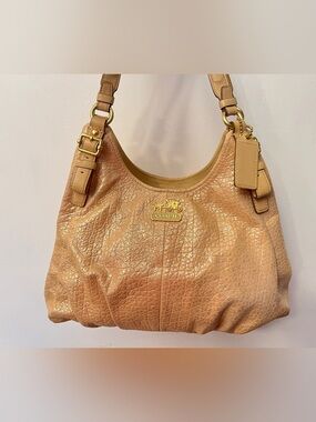 Coach Pebbled Leather Shoulder Bag in Light Brown with Gold Hardware